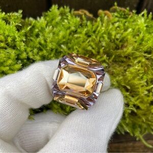 Swarovski Gold/Violet/purple Chroma crystal/gold-tone plated cocktail ring 52